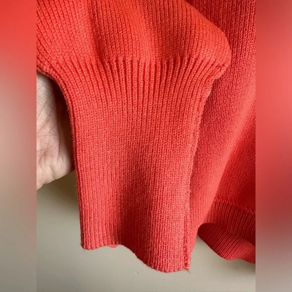 NWT Nash Grey Autumn Breeze Orange Crop Sweater Large Oversized High/Low - Picture 8 of 8